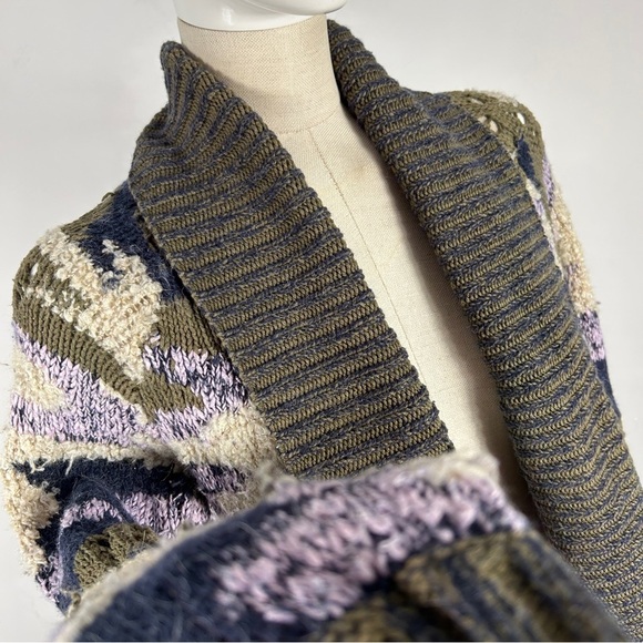 Anthropologie Sleeping On Snow Open Front Cardigan Sweater Cotton Wool Alpaca S - Picture 9 of 12